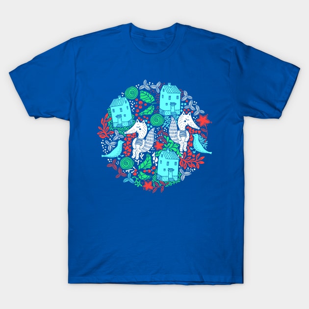 Christmas Foxes T-Shirt by annapaff